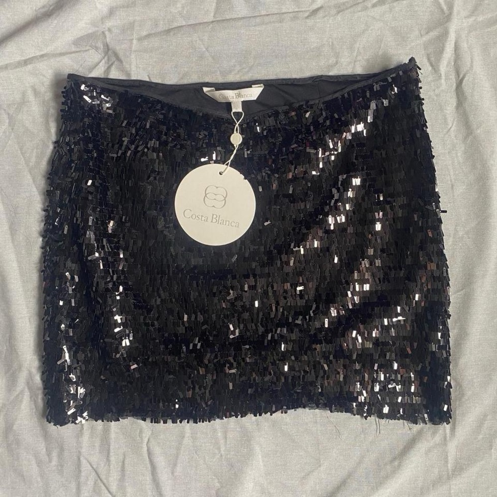 Costa Blanca Vintage Black Sequin Mini Skirt
